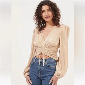 Gold Cropped Blouse Long Sleeve- ASTR (the label)